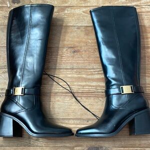 Vince Camuto Women's Leather Tall Riding Boots Black Equestrian